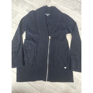 Armani Exchange Navy Blue Asymmetrical Zip Shawl Wool Blend‎ Cardigan Sweater M